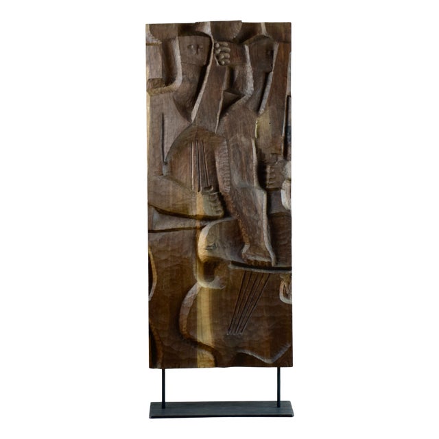 Bernt Helleberg, Sculpture Panel, 1952, Walnut For Sale