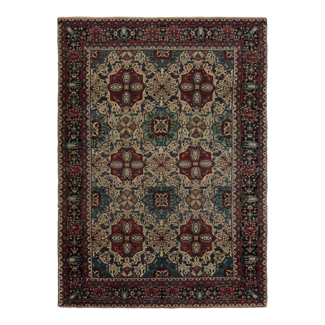 Antique Persian Tabriz in Classic Red, Blue and Cream Colors From Rug&Kilim For Sale