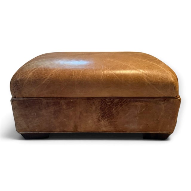 Old Hickory Tannery Leather Club Chairs and Ottoman For Sale - Image 9 of 12