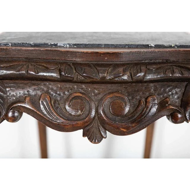 Brown English Oak & Faux Marble Lion Paw Side Table For Sale - Image 8 of 10