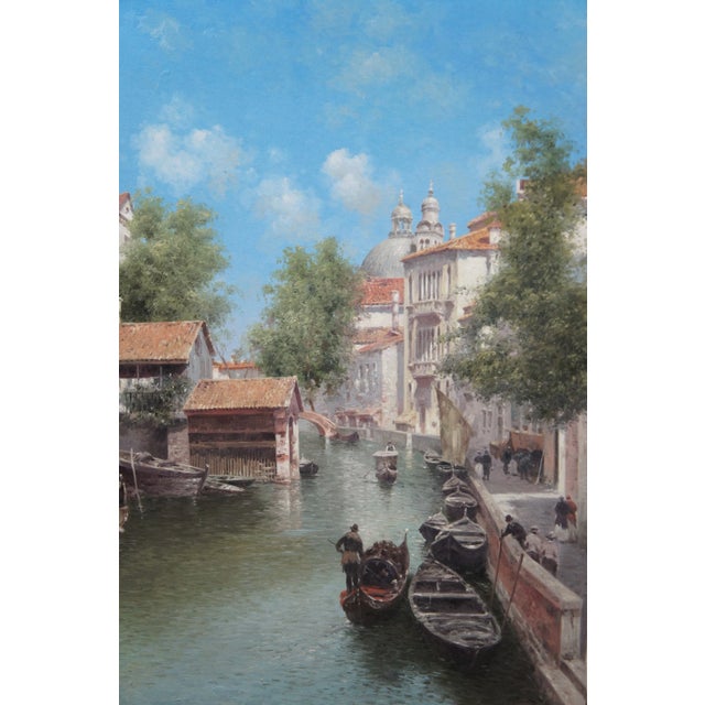 Russian Vasily Gribennikov Venice Italy Canal Cityscape Oil Painting 33" For Sale - Image 4 of 12