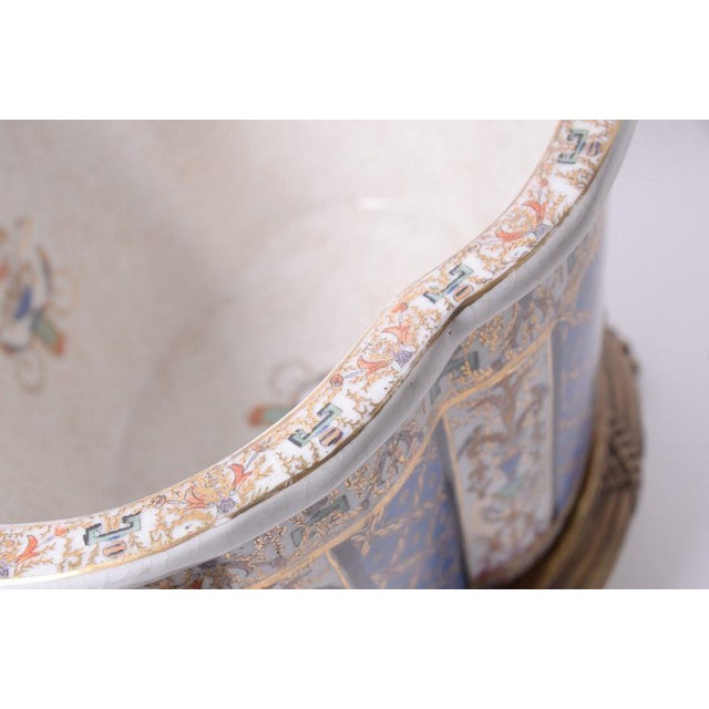 1920s Vintage Ceramic Jardinière on Metal Stand For Sale - Image 11 of 12