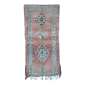 Moroccan Vintage Handknotted Rug - 4'1" X 8'2" Ft