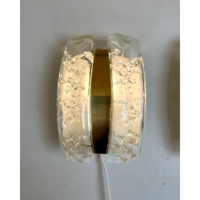 Mid-Century Modern Glass and Brass Sconces from Doria Leuchten, Germany, 1960s, Set of 2 For Sale - Image 3 of 18