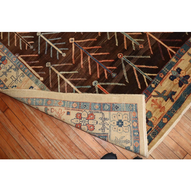 Zabihi Collection Persian Bakshaish Tree Square Contemporary Rug For Sale In New York - Image 6 of 12