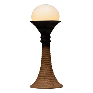 Large Eartly Ceramic and Opaline Glass Table Lamp from Doria Leuchten, Germany, 1970s For Sale