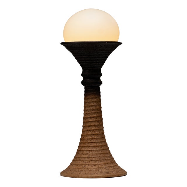 Large Eartly Ceramic and Opaline Glass Table Lamp from Doria Leuchten, Germany, 1970s For Sale