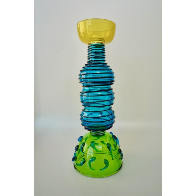 Blue Alioth Designer Vase by Ettore Sottsass for Memphis Milan For Sale - Image 8 of 10