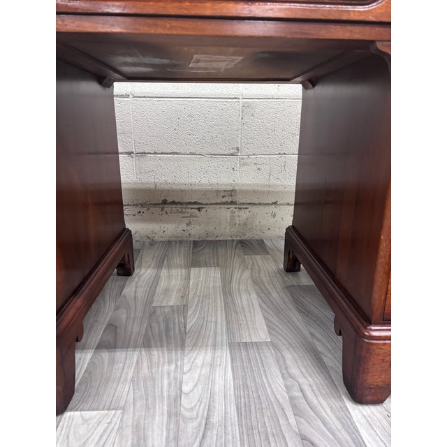 Brown VTG Davis Cabinet Co Lillian Russell Style Black Walnut Executive Writing Desk For Sale - Image 8 of 13