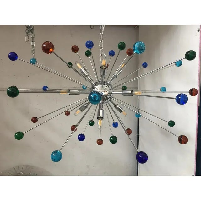 Murano Style Glass Sputnik Multicolors Italian Handmade Chandelier For Sale - Image 9 of 9