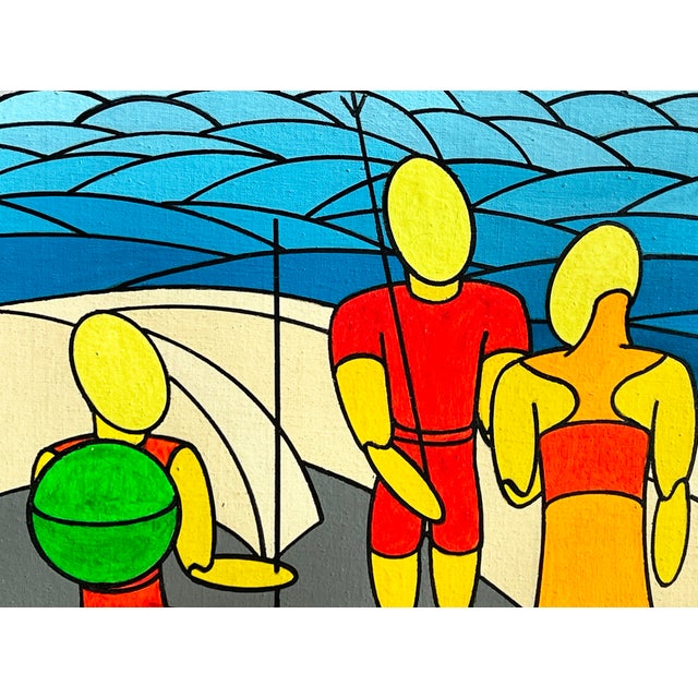 This striking 1987 painting by Milanese artist Diego Cecchin blends surrealism with futuristic elements in a vibrant,...