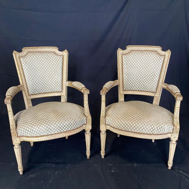 French Louis XVI 19th Century Armchairs -A Pair For Sale - Image 9 of 13
