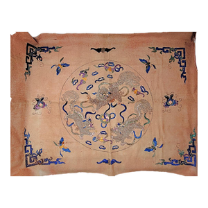 Vintage Chinese Intricately Hand Embroidered 36" X 26" Table or Altar Cloth - Mythical Creatures