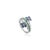 Art Deco 925 Silver Emerald, Sapphire & Diamond Double Flower Bypass Designer Anniversary Ring - Size 6.5 For Sale - Image 3 of 11