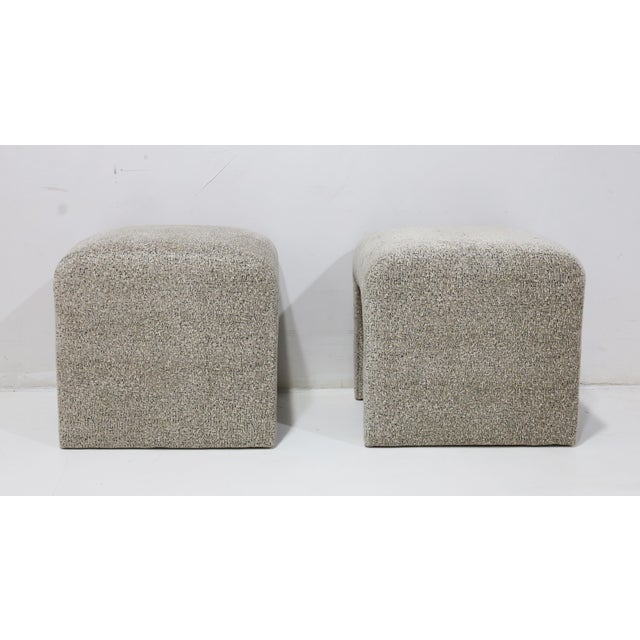 Textile Pair of Directional Ottomans in a Zinc Velvet For Sale - Image 7 of 10