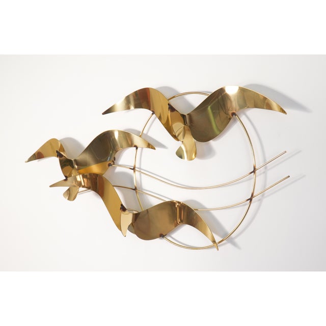 Mid-Century Modern Curtis Jeré Brass Birds Seagulls Wall Sculpture Hanging For Sale - Image 3 of 5