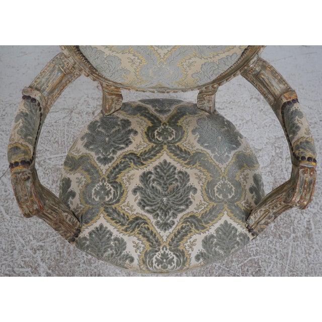 Pair Vintage French Louis XVI Painted Armchairs For Sale - Image 12 of 18