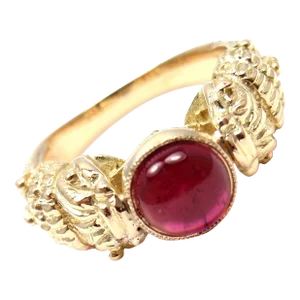 Zolotas Greece 18k Yellow Gold Pink Tourmaline Band Ring, size 5.5