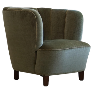 Mid-Century Danish Curved Club Chair in the style of Viggo Boesen, 1940s