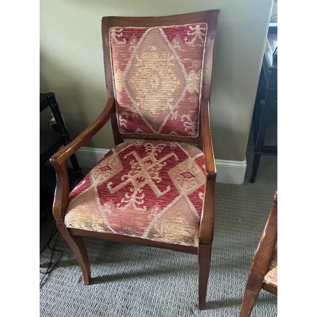 Pair of French Wood Framed Upholstered Dining Chairs For Sale - Image 9 of 9