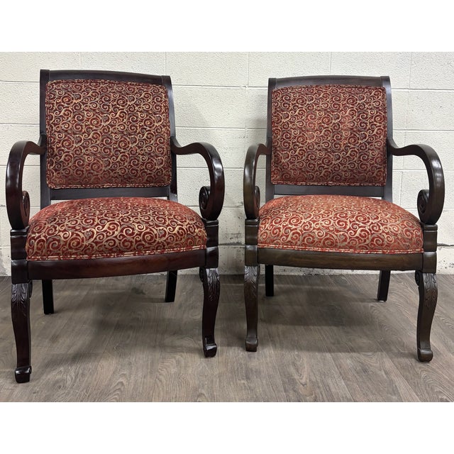 Traditional Vintage Flexsteel French Empire Style Armchairs - Pair For Sale - Image 3 of 13