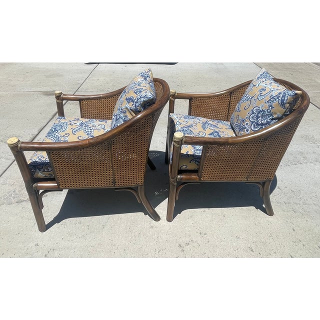 McGuire Authentic McGuire Vintage Rattan Barrel Back Lounge Chair Pair For Sale - Image 4 of 15
