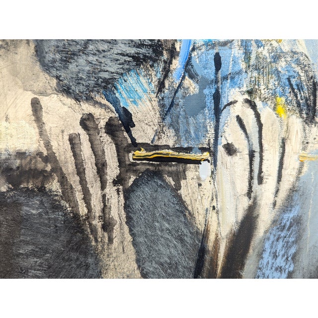 Joël Dabin "L'Hidalgo de la Mancha" Modern Blue Tone Abstract Expressionist Figure Painting, 1991 For Sale - Image 12 of 12