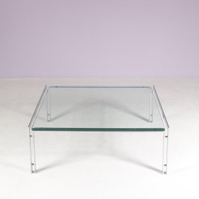 Coffee Table with Chrome Frame and Glass Top by Hank Kwint for Metaform, Netherlands, 1960s For Sale - Image 3 of 14