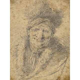 Thomas Worlidge, Head of a Man in a Fur Cap, 1759, Graphite For Sale