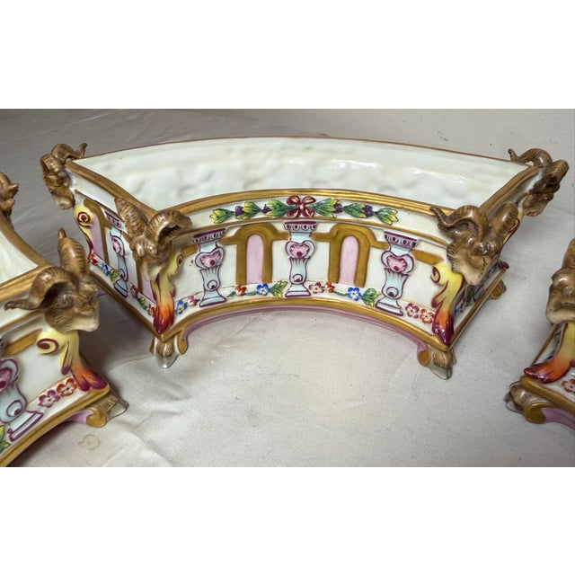 Antique 4 Piece Italian Capodimonte Porcelain Table Garniture Jardiniere Set For Sale - Image 11 of 18