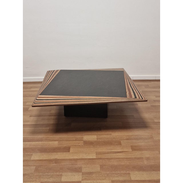 Vintage Coffee Table in Slate and Laminated Wood by Afra and Tobia Scarpa, 1970s For Sale - Image 3 of 17