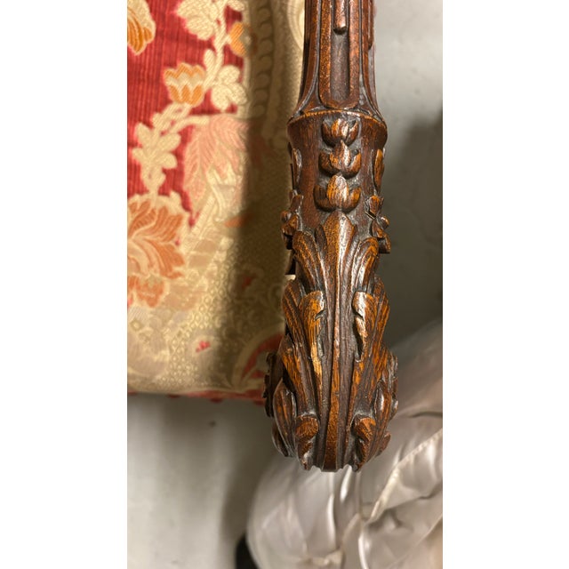 Mid 19th Century Pair of Louis XIV Style Antique Chairs- Red Velvet & Silk For Sale In New York - Image 6 of 10