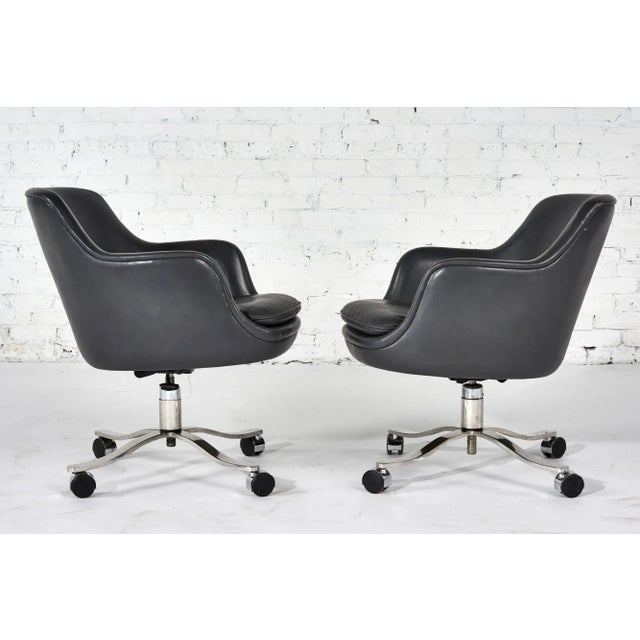 Nicos Zographos Gray Leather Office/Desk Chairs, 1980 For Sale - Image 10 of 13