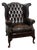 Vintage Brown Leather Wingback Armchair For Sale