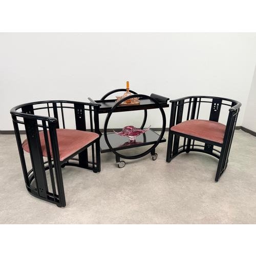 Postmodern Chat Barrel Armchairs attributed to Umberto Asnago for Giorgetti, Italy, 1980s, Set of 2 For Sale - Image 4 of 16