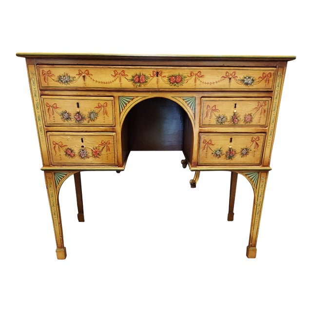 Early 19th Century English Paint Decoration Kneehole Desk For Sale