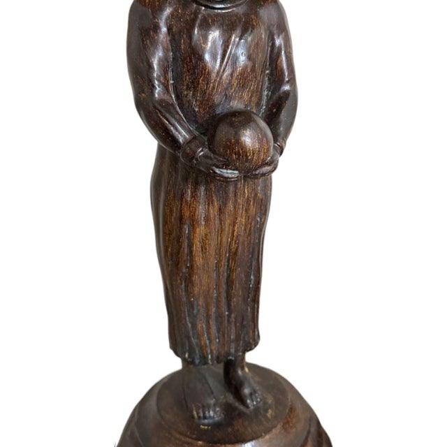 Burnt Umber 1970s Hand Carved Balinese Figural Table Lamps in the Style of James Mont - A Pair For Sale - Image 8 of 12