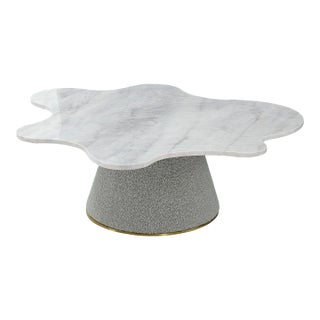Pasargad Home Simona Marble Top Coffeetable With Gold Stainless Steel Base For Sale
