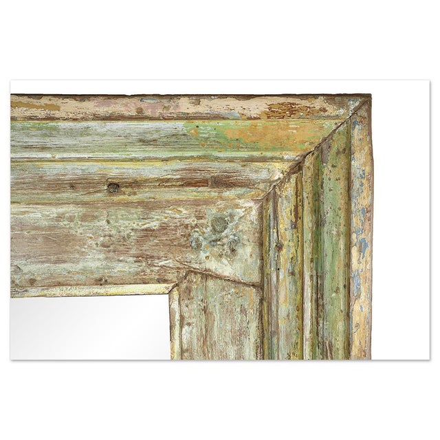 Large Patinated Wood Mirror For Sale - Image 3 of 5