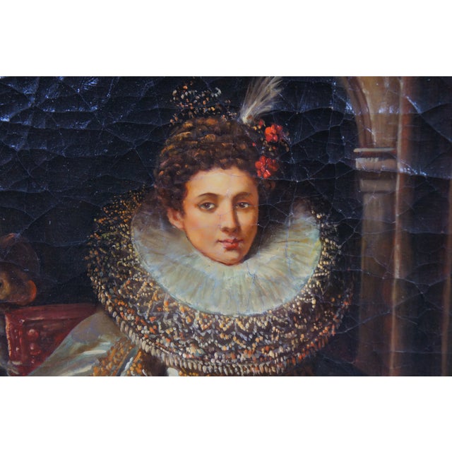 Late 20th Century Maria Di Antonia Serra Portrait Oil Painting After Peter Paul Rubens 40" For Sale - Image 5 of 12