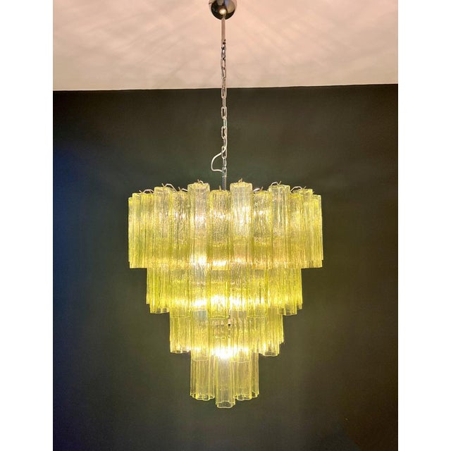 Glass Large Vintage Green Murano Glass Tiered Chandelier, 1990s For Sale - Image 7 of 18
