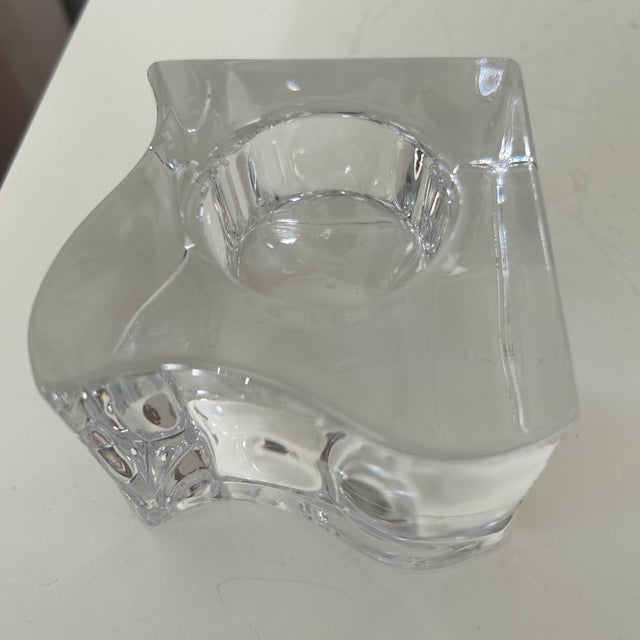Vintage Orrefors Sweden Modernist Crystal Candle Holders—Pair For Sale - Image 4 of 7