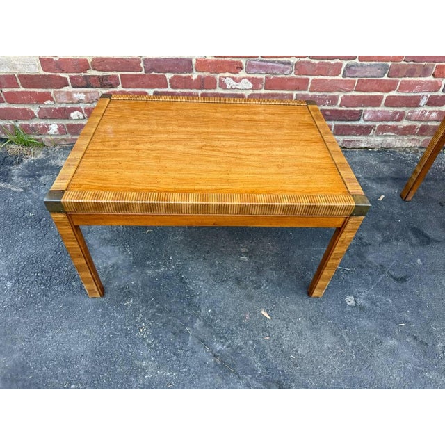 Drexel Pair of Vintage Campaign-Style Accent Tables From the Drexel Accolade Collection For Sale - Image 4 of 16