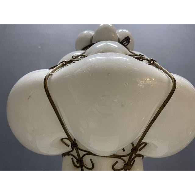Wrought Iron and White Murano Glass Pendant Light, 1960s For Sale - Image 16 of 17