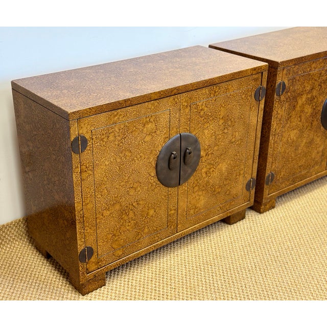 1970s 1970s Hollywood Regency Century Furniture Faux Tortoise Cabinets – a Pair For Sale - Image 5 of 11