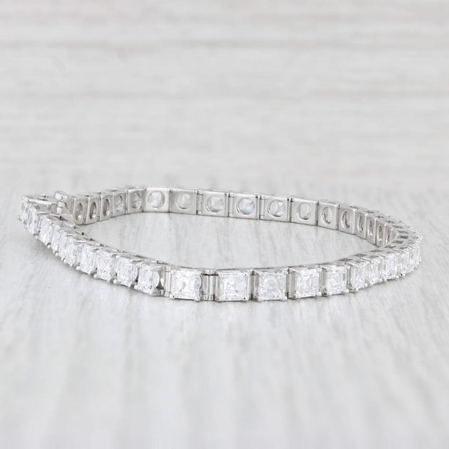 Metal 10ctw Vs2 Square Diamond Tennis Bracelet 14k White Gold 7.5" 3.9mm For Sale - Image 7 of 8