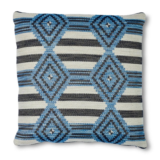 Schumacher Manta Performance Pillow in Blue For Sale In Charlotte - Image 6 of 6