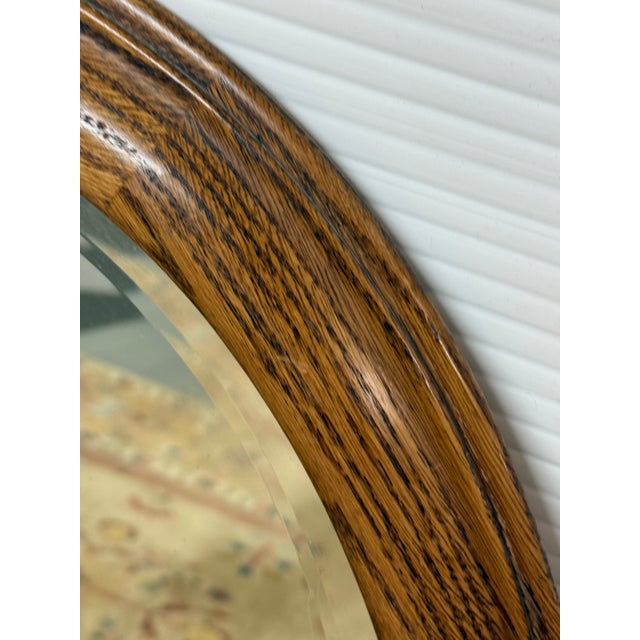 Brown Oak Wood Framed Wall Mirror, Late 20th Century For Sale - Image 8 of 12