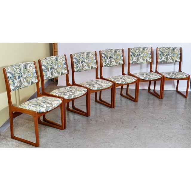 Mid 20th Century Danish Modern Teak Sled Leg Dining Chairs by Benny Linden Design, Set of 6 For Sale - Image 14 of 16