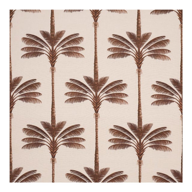 Schumacher A Palm Is A Palm Print Fabric In Chocolate Meets Tobacco For Sale